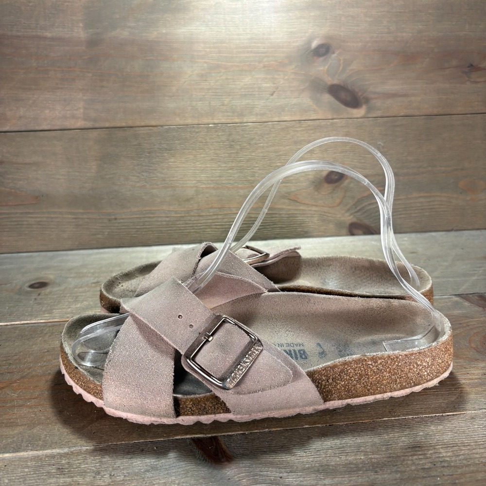 Birkenstock Siena Womens size 7 shoes Mauve Suede Buckle slide sandals